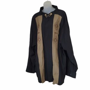 HENRI VALDISE Black Brown Cape Style Shaket Puffy Sleeve 3X Womens Top Shacket